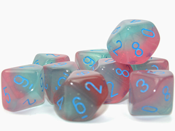 Chessex Dice Gemini Gel Green-Pink/Blue Luminary Set - Tärningar