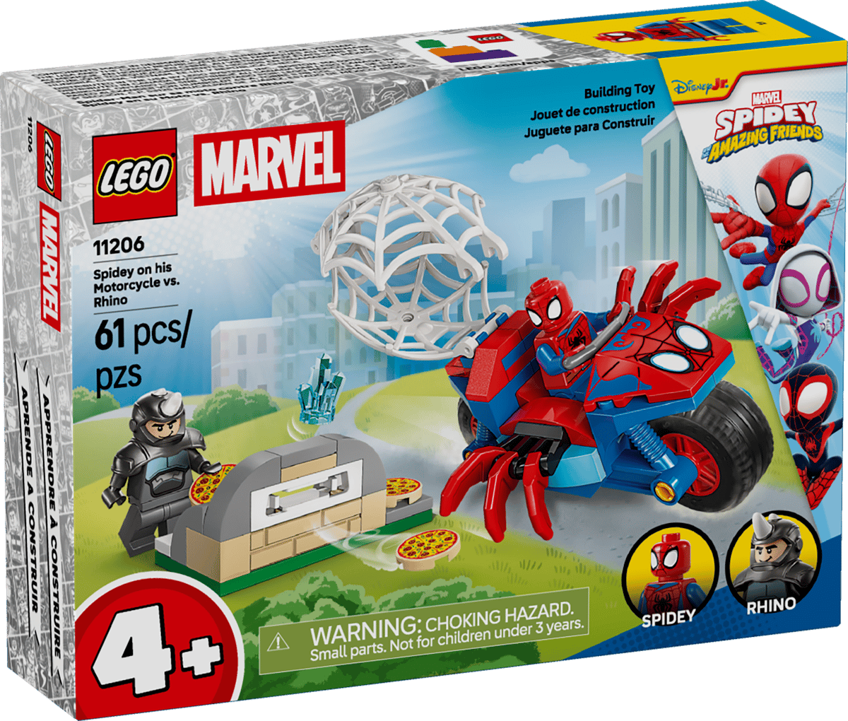 LEGO Marvel Spidey på sin motorcykel mot Rhino 11206