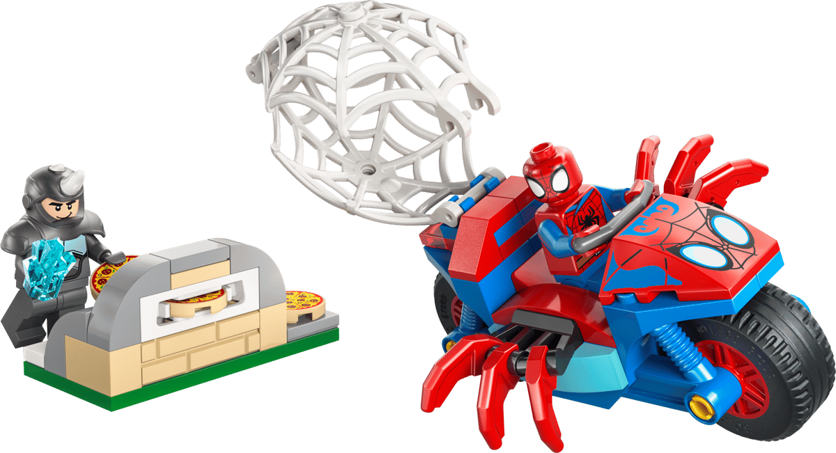 LEGO Marvel Spidey på sin motorcykel mot Rhino 11206