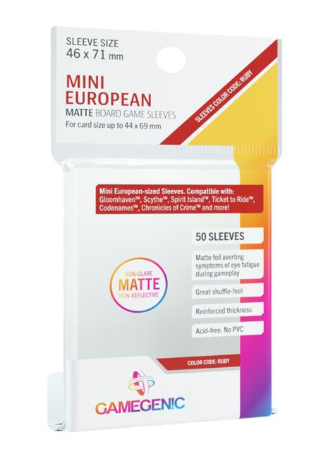 Gamegenic Board Game Sleeves Mini European 46 x 71 mm (50-pack) - Matte Clear