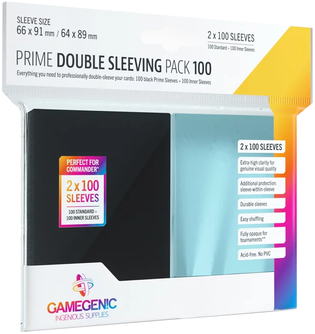 Gamegenic Just Sleeves - Prime Double Sleeving Pack Clear/Black (2x100 Sleeves)