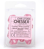 Chessex Dice Frosted Polyheral Pink with White Numbers - Tärningar