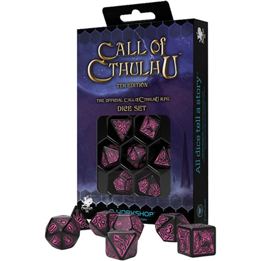 Q Workshop - Call of Cthulhu 7th Edition - Black & Magenta Dice Set - Tärningar