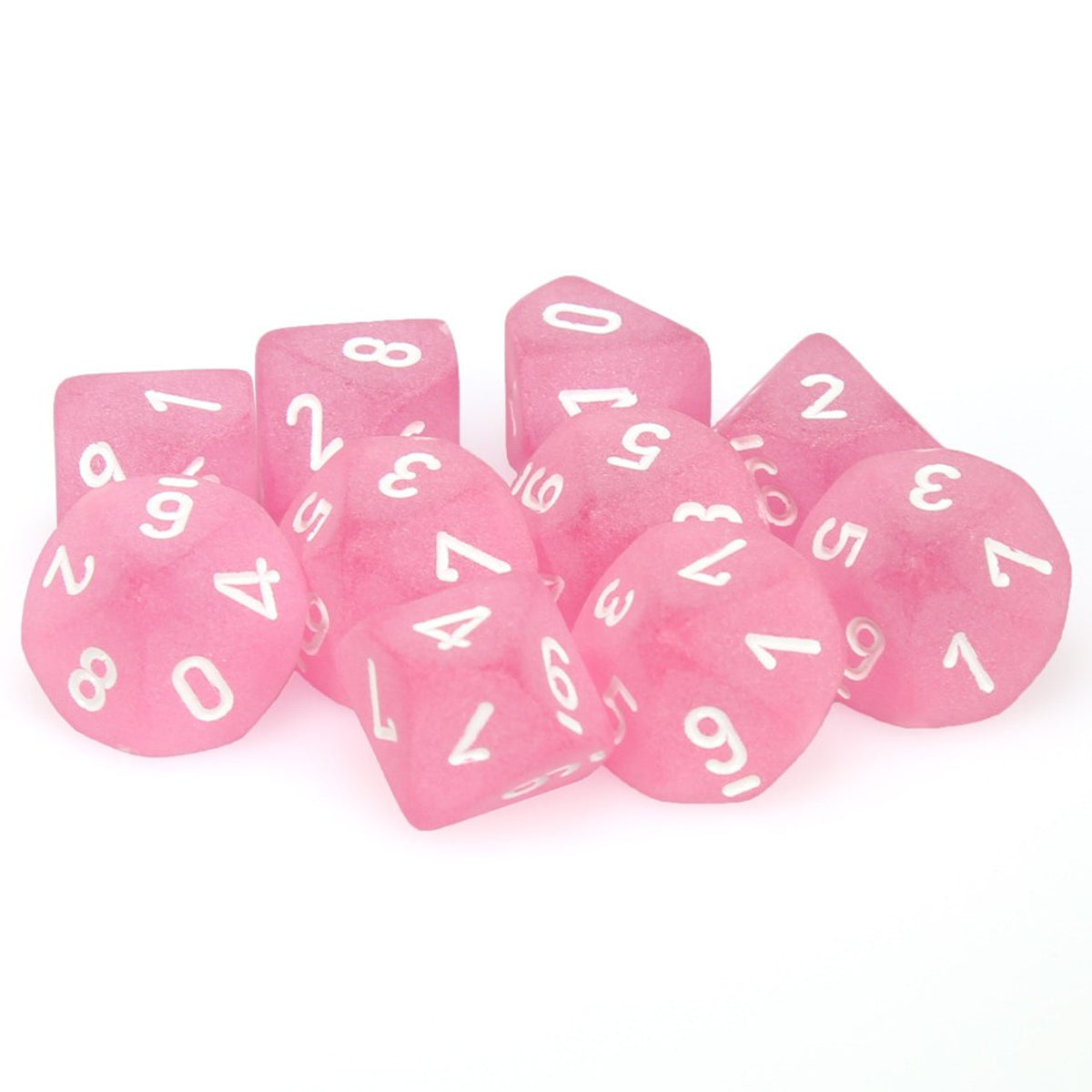 Chessex Dice Frosted Polyheral Pink with White Numbers - Tärningar