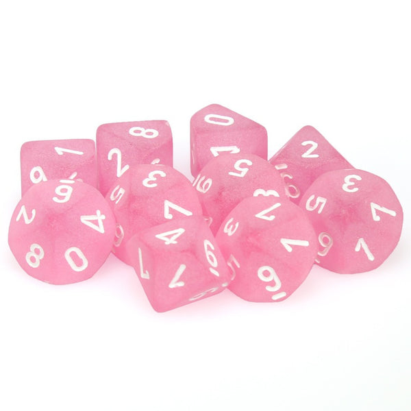 Chessex Dice Frosted Polyheral Pink with White Numbers - Tärningar