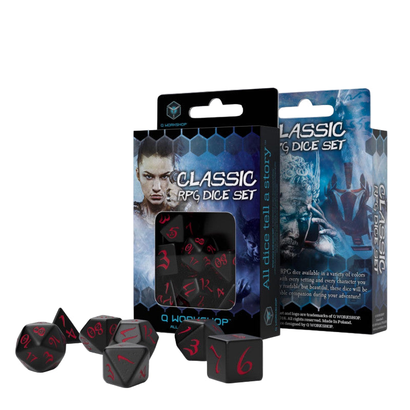 Q Workshop - Classic RPG Black & red Dice Set - Tärningar