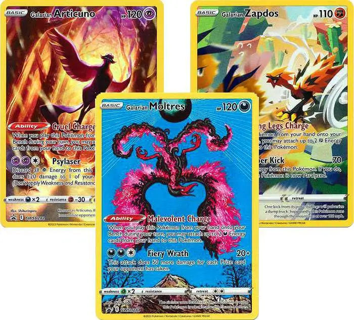 Pokemon Galarian Bird Trio Set Crown Zenith Promo - Articuno, Zapdos & Moltres (3st kort)