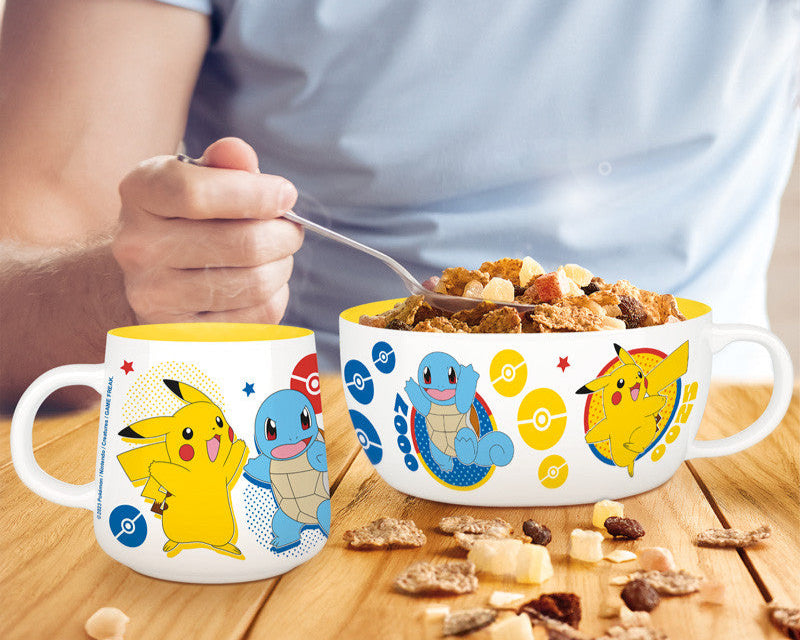 Pokemon Frukost Set Mugg + Skål - Pikachu & Kanto Starter