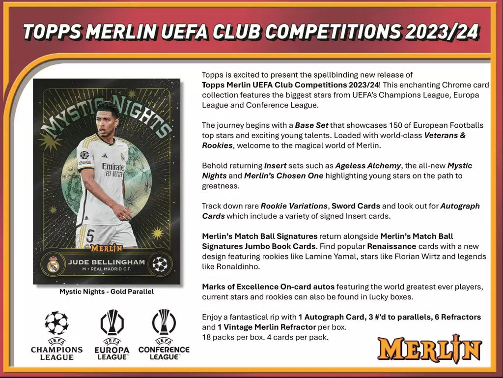 TOPPS Chrome 2023-24 Merlin UEFA Club Competitions – Hobby Box - Fotbollskort