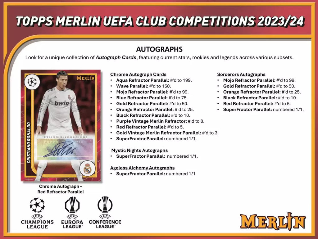 TOPPS Chrome 2023-24 Merlin UEFA Club Competitions – Hobby Box - Fotbollskort