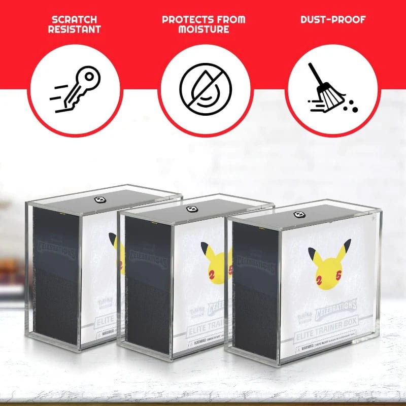 Evoretro Premium Acrylic Display Case for Pokemon Elite Trainer Box with Sliding Lid